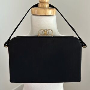 Vintage Stefan Black Moire Fabric Purse